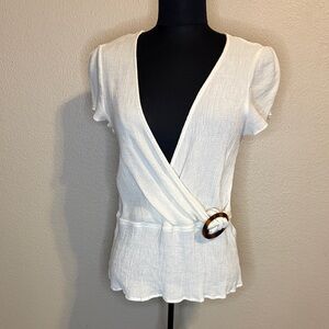 Elegant White Wrap Top